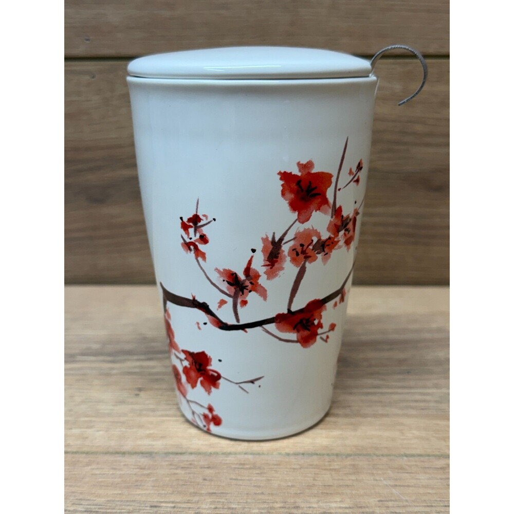Tea Forte Double-Wall Ceramic Steeping Cup with Infuser 12oz Cherry Blossom